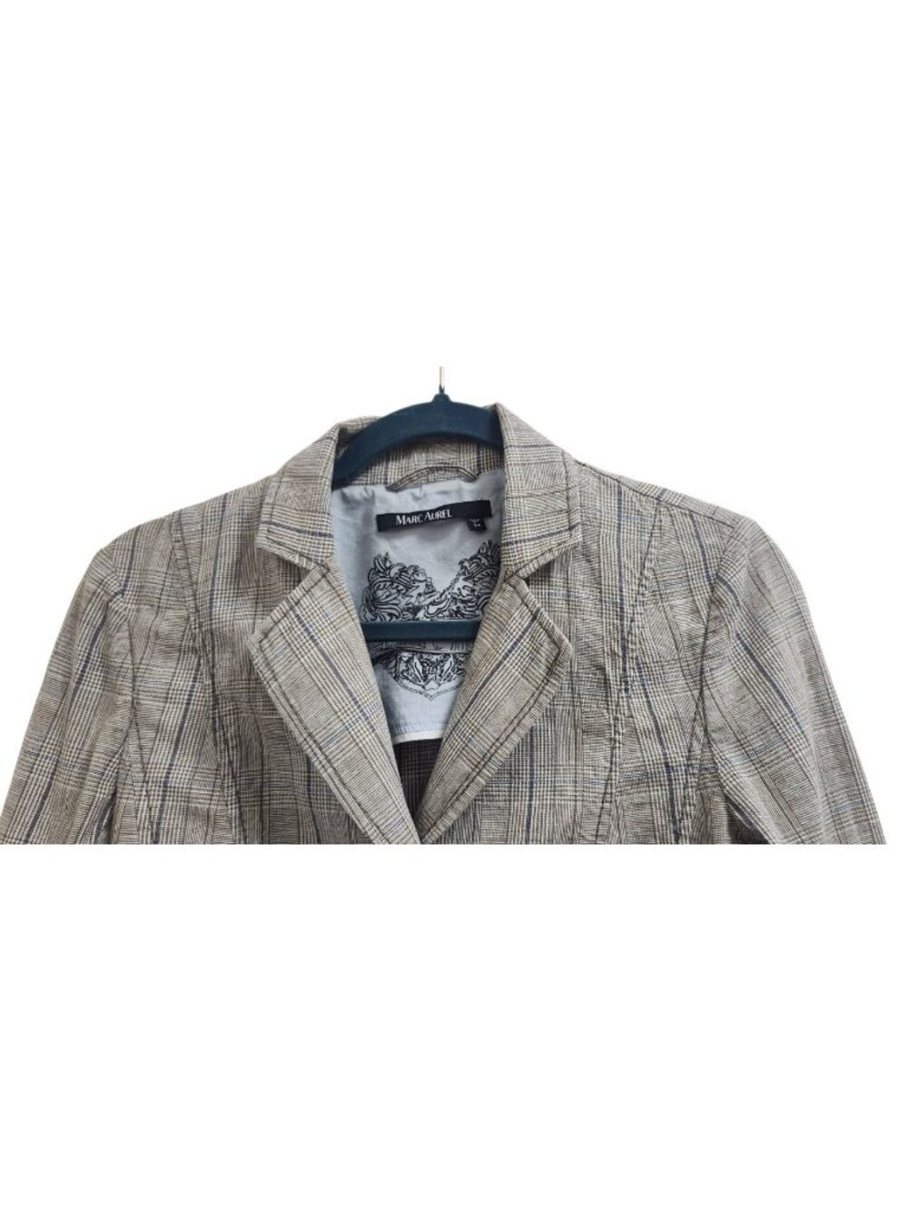 Marc Aurel Women’s Plaid Linen Cotton Blazer US 4 EU 34 Quiet Luxury - Picture 3 of 16